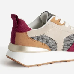 Eram Baskets^Tennis , bordeaux et beige semelle amovible CAMEL