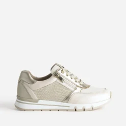Caprice Baskets^Tennis beige et dorée BLANC