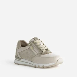 Caprice Baskets^Tennis beige et dorée BLANC