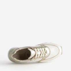 Caprice Baskets^Tennis beige et dorée BLANC