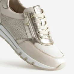 Caprice Baskets^Tennis beige et dorée BLANC