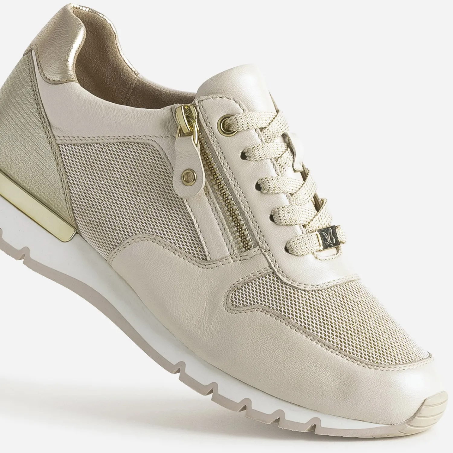 Caprice Baskets^Tennis et textile pailleté BEIGE