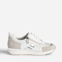 Caprice Baskets^Tennis blanche, grise et ARGENT