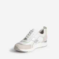 Caprice Baskets^Tennis blanche, grise et ARGENT