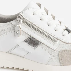 Caprice Baskets^Tennis blanche, grise et ARGENT