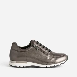 Caprice Baskets^Tennis bronze en cuir METALISE