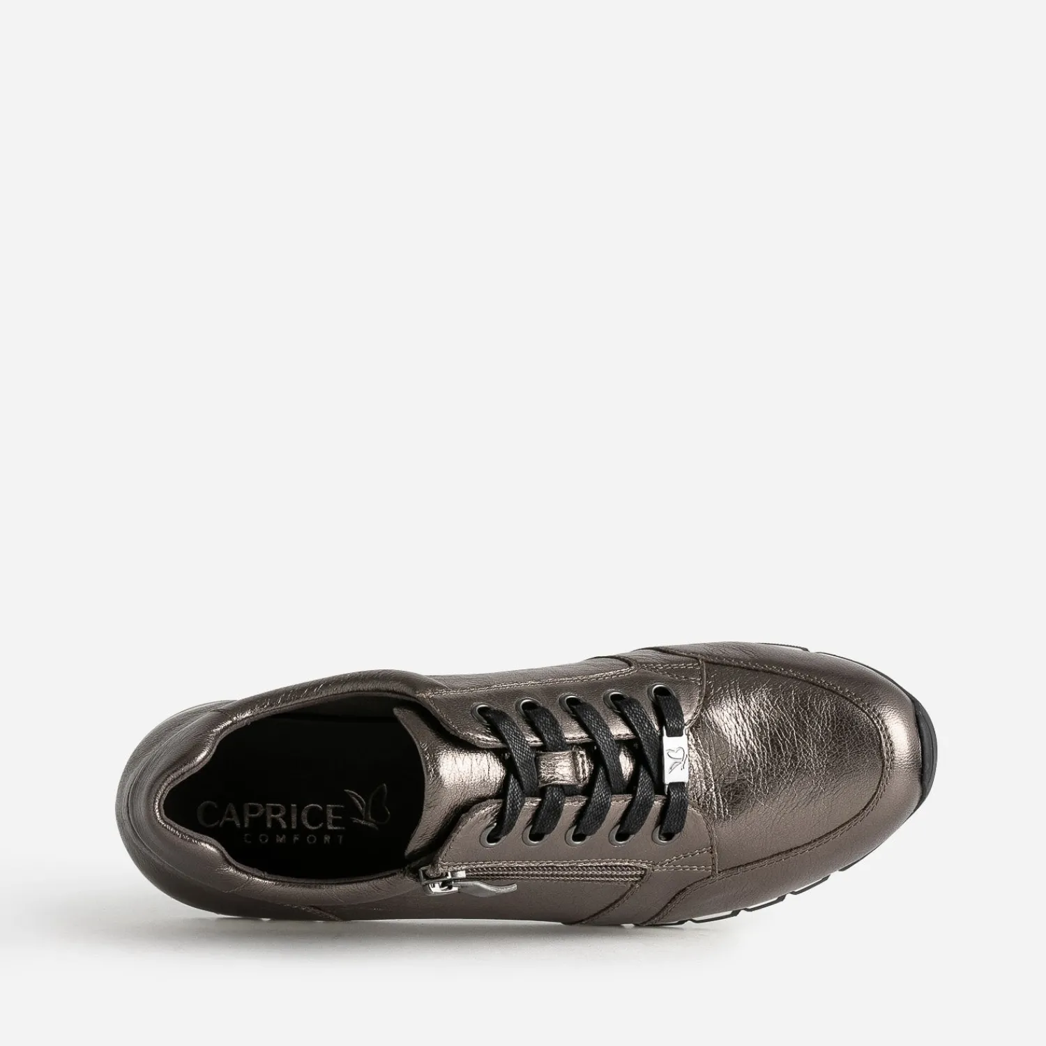 Caprice Baskets^Tennis bronze en cuir METALISE