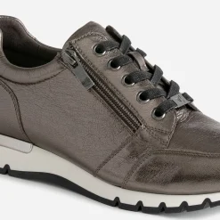 Caprice Baskets^Tennis bronze en cuir METALISE