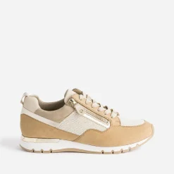 Caprice Baskets^Tennis camel et textile pailleté BEIGE
