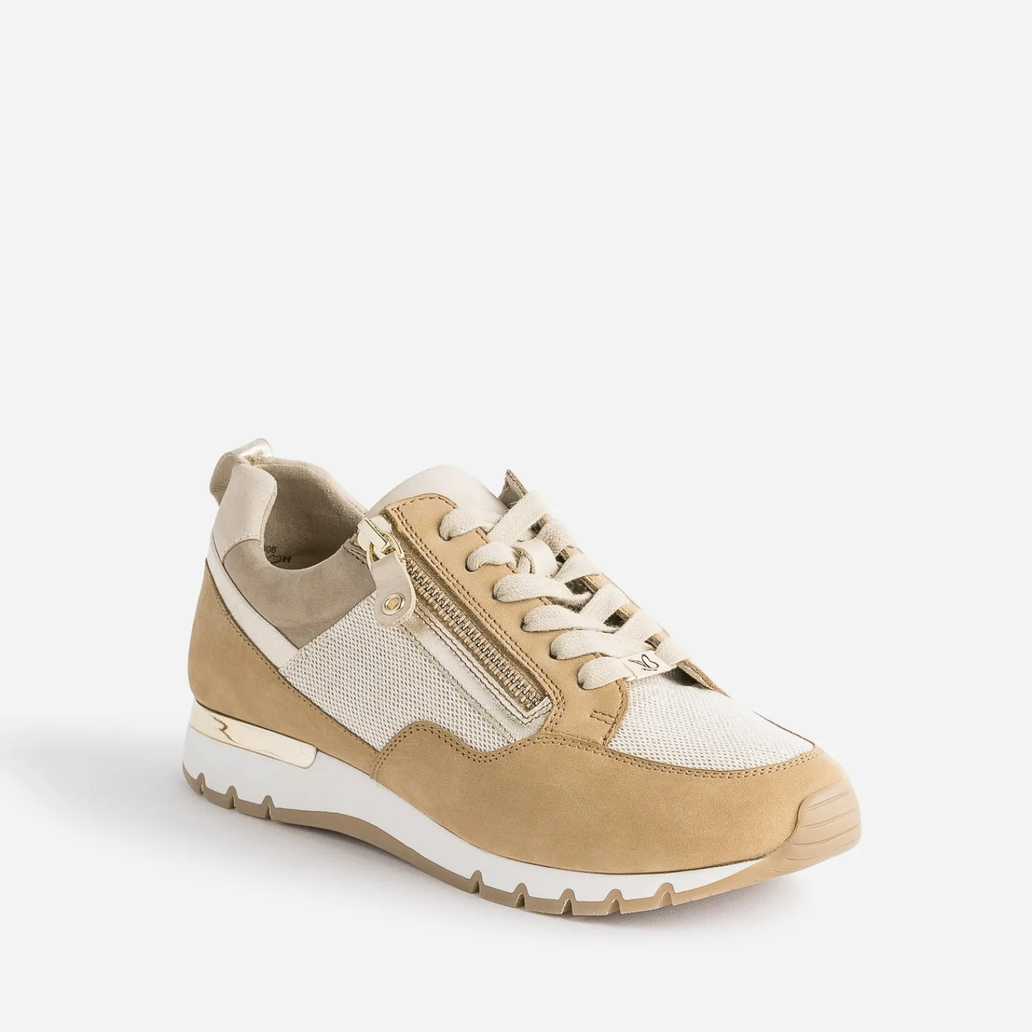 Caprice Baskets^Tennis camel et textile pailleté BEIGE