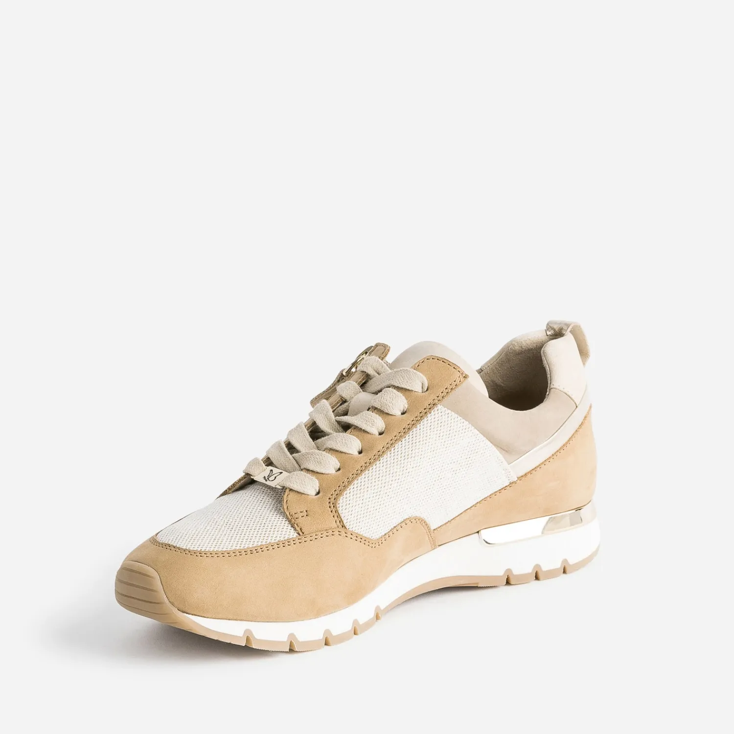 Caprice Baskets^Tennis camel et textile pailleté BEIGE