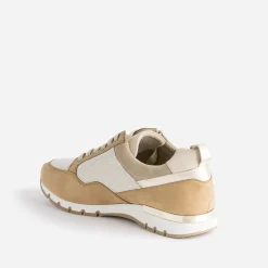Caprice Baskets^Tennis camel et textile pailleté BEIGE