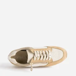 Caprice Baskets^Tennis camel et textile pailleté BEIGE