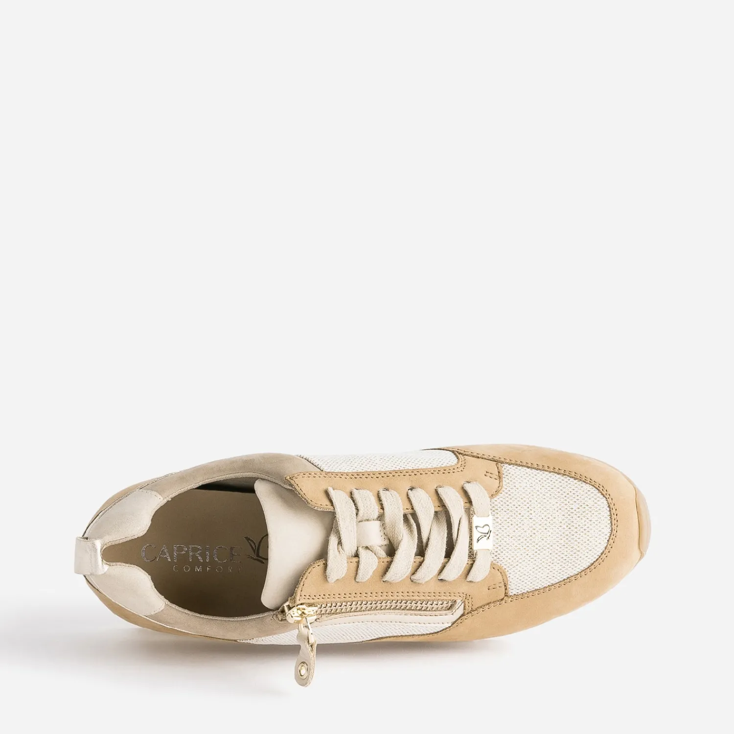 Caprice Baskets^Tennis camel et textile pailleté BEIGE