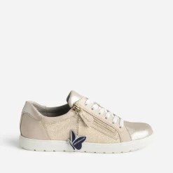 Caprice Baskets^Tennis dorée bi matière BEIGE