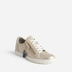 Caprice Baskets^Tennis dorée bi matière BEIGE