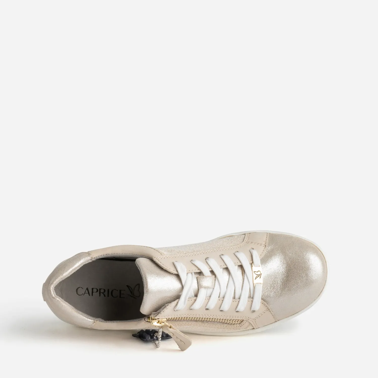 Caprice Baskets^Tennis dorée bi matière BEIGE