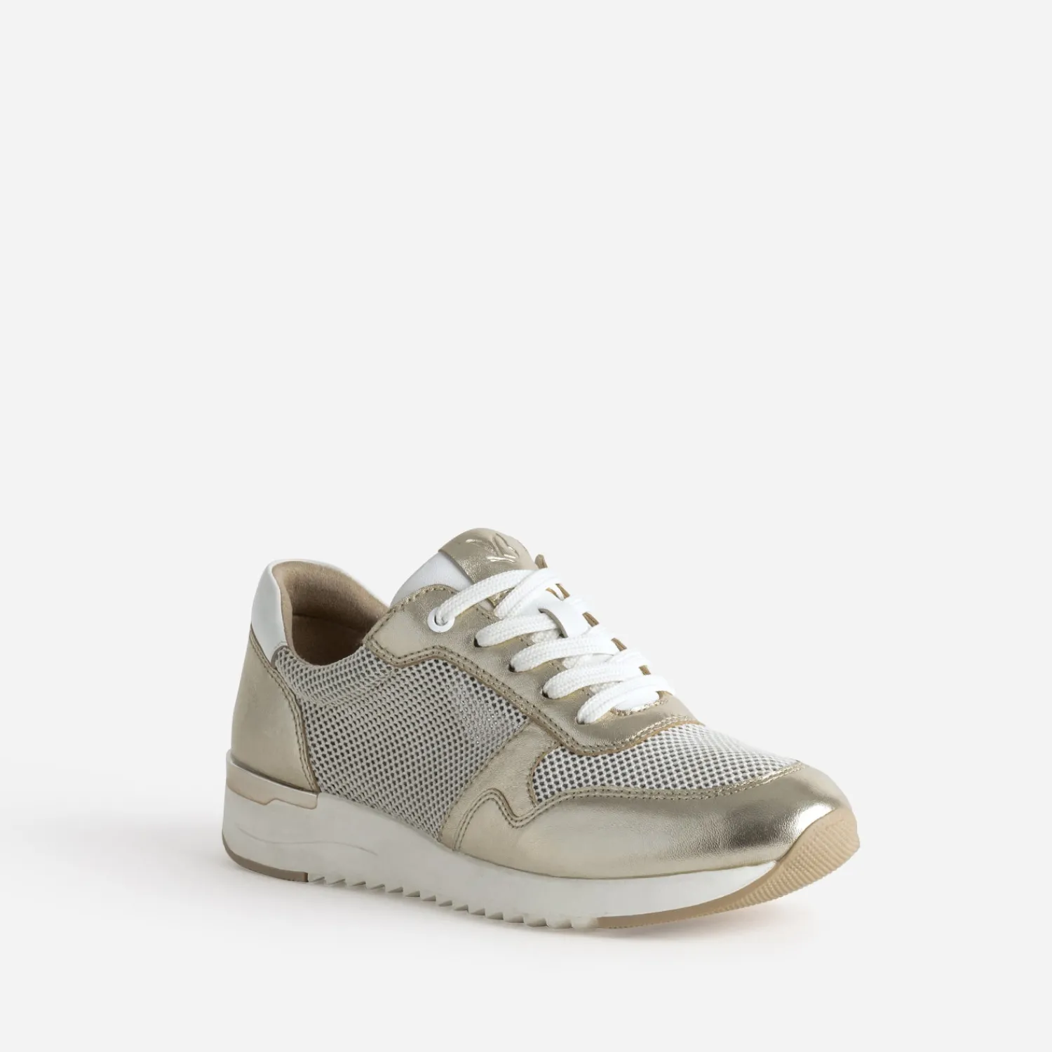 Caprice Baskets^Tennis dée cuir et mesh OR