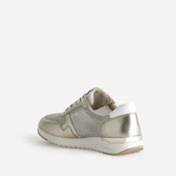 Caprice Baskets^Tennis dée cuir et mesh OR
