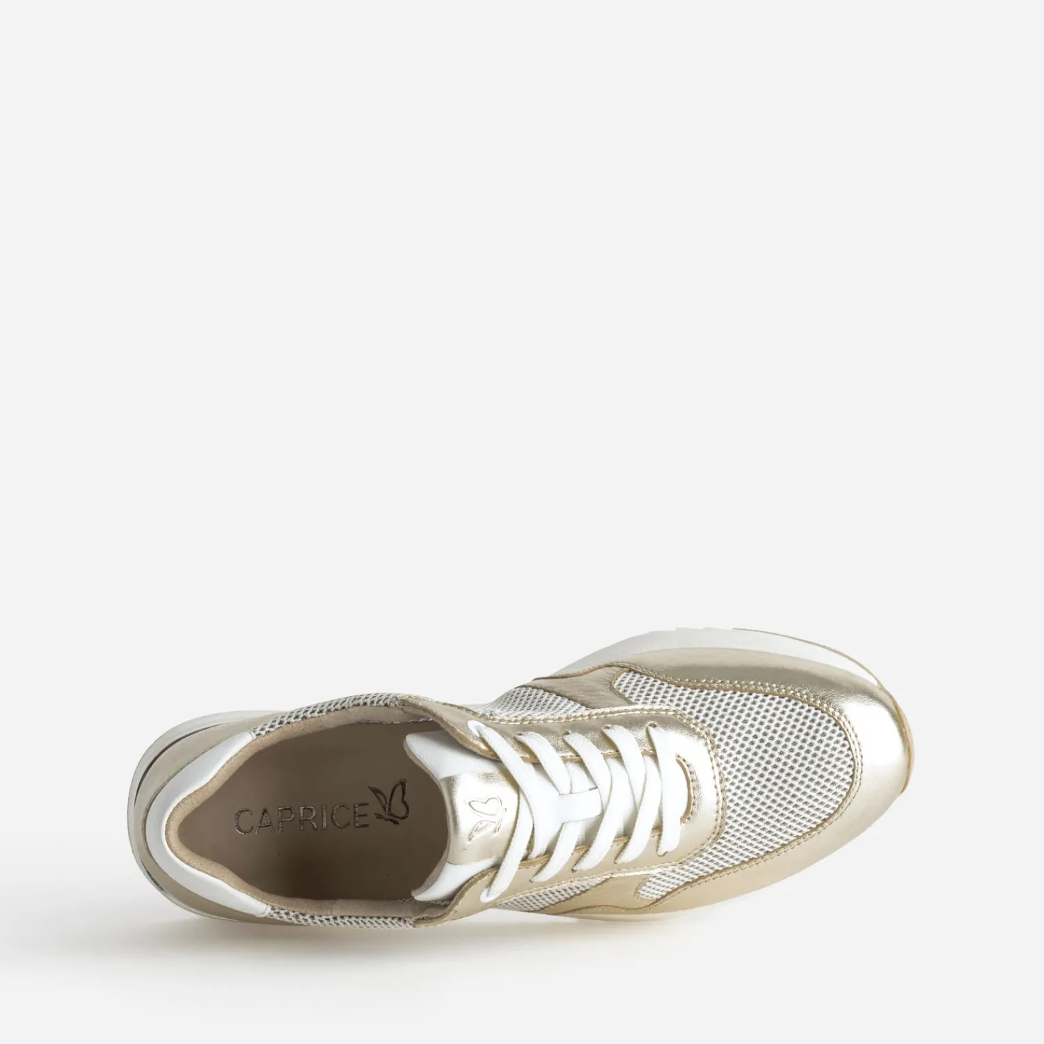 Caprice Baskets^Tennis dée cuir et mesh OR