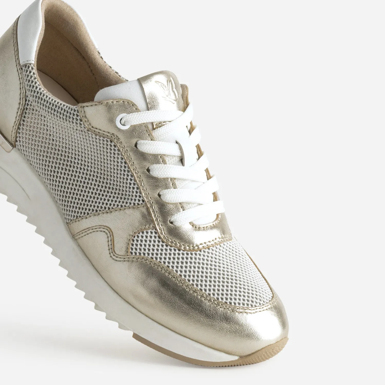 Caprice Baskets^Tennis dée cuir et mesh OR