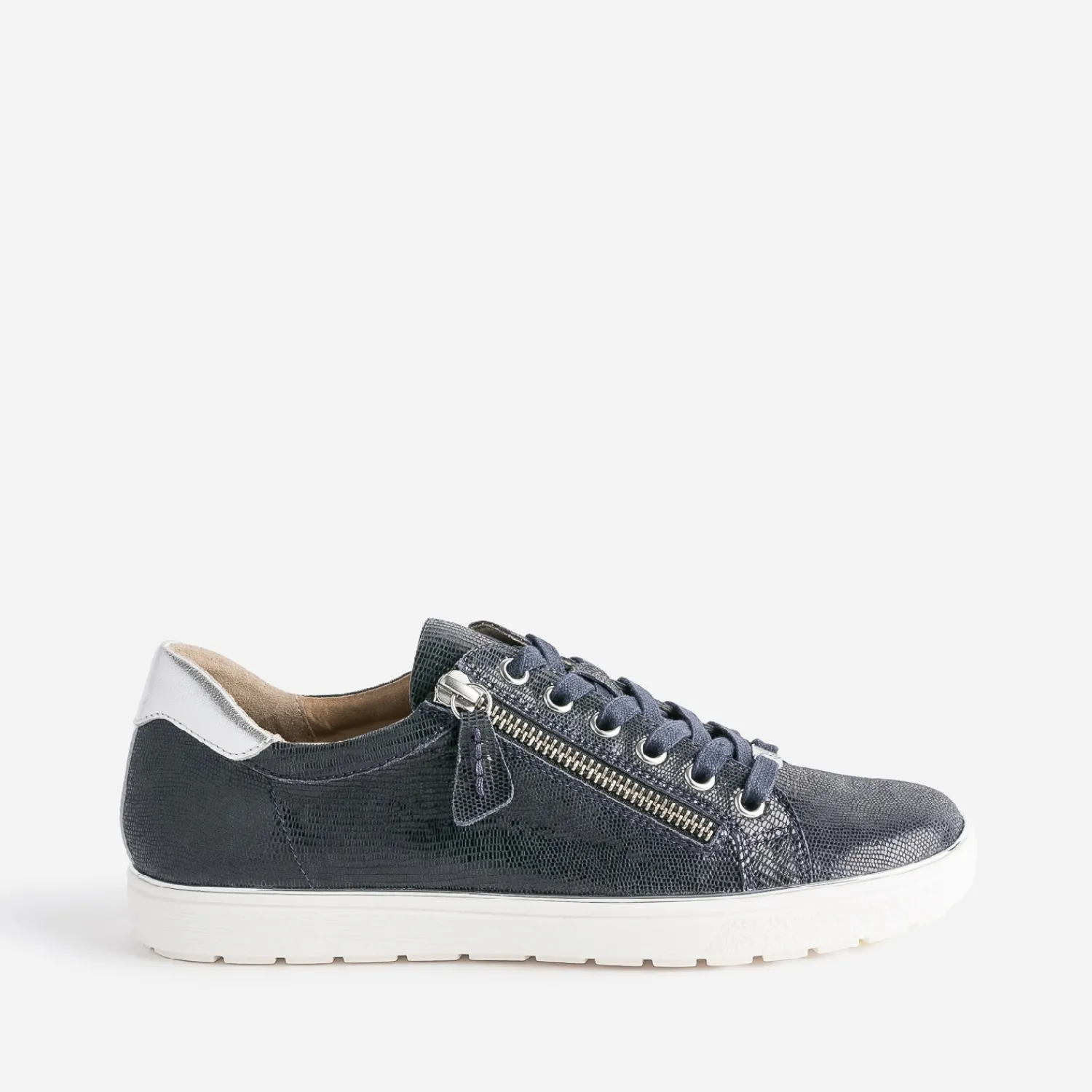 Caprice Baskets^Tennis en cuir fantaisie MARINE