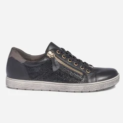 Caprice Baskets^Tennis e en cuir avec effet python NOIR