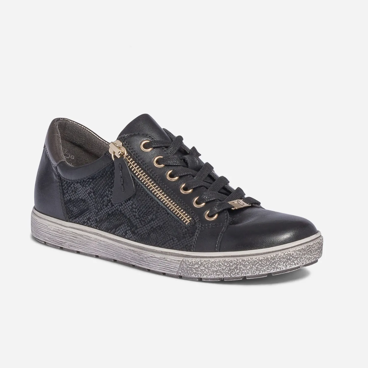 Caprice Baskets^Tennis e en cuir avec effet python NOIR