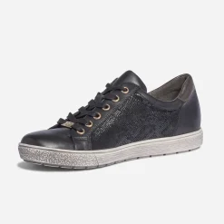 Caprice Baskets^Tennis e en cuir avec effet python NOIR