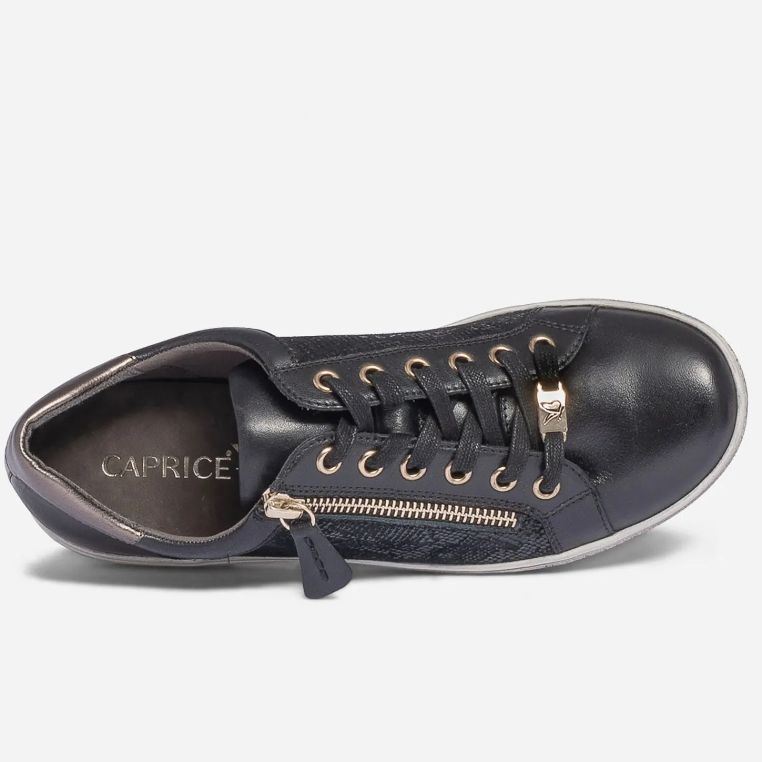 Caprice Baskets^Tennis e en cuir avec effet python NOIR