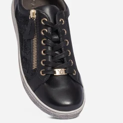 Caprice Baskets^Tennis e en cuir avec effet python NOIR