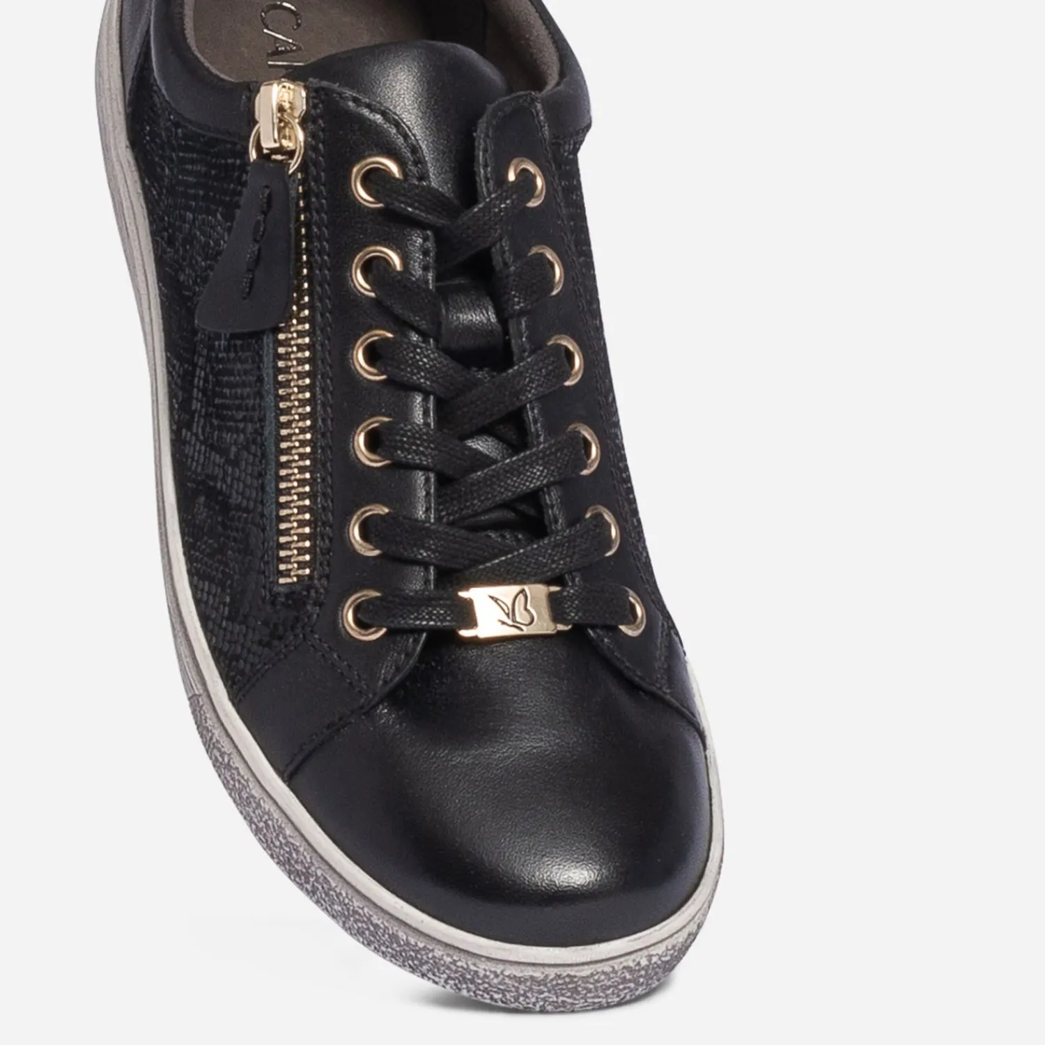 Caprice Baskets^Tennis e en cuir avec effet python NOIR