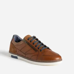 Eram Baskets/Tennis^Tennis cuir contrefort bleu marine COGNAC