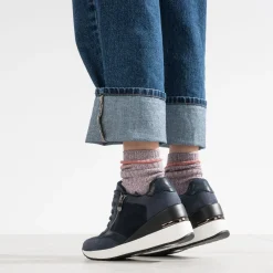 Eram Baskets^Tennis compensée bleu MARINE