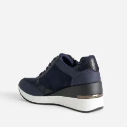 Eram Baskets^Tennis compensée bleu MARINE