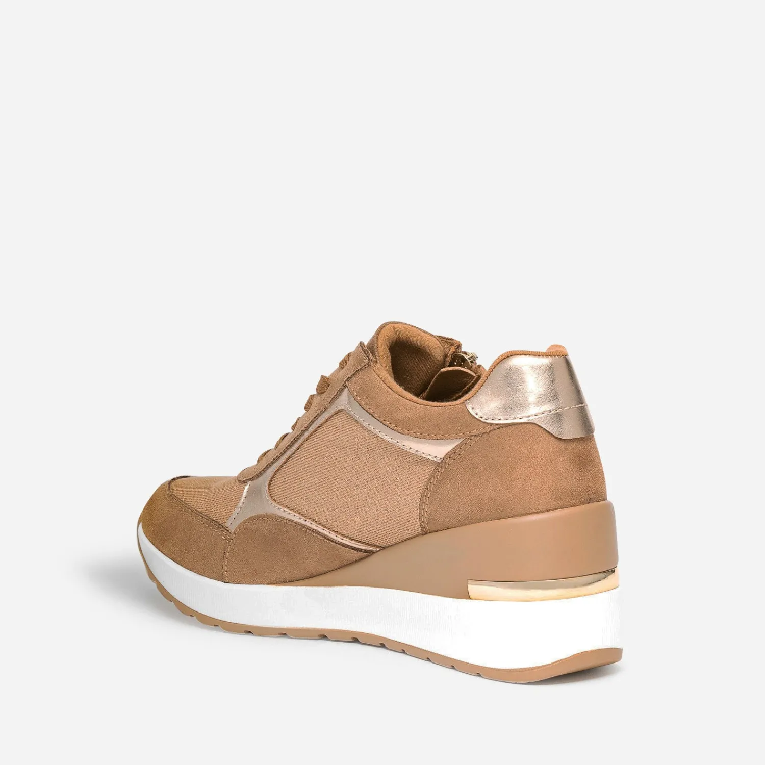 Eram Baskets^Tennis compensée détails dorés CAMEL