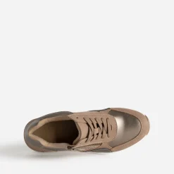 Eram Baskets^Tennis compensée marron et bronze METALISE