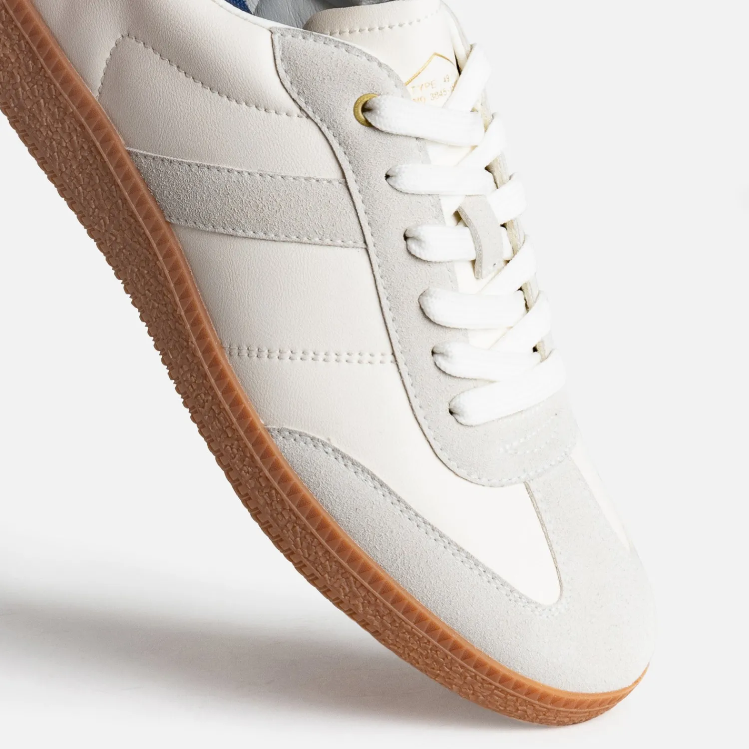 Eram Baskets/Tennis^Tennis écrue et grise bi-matière BLANC