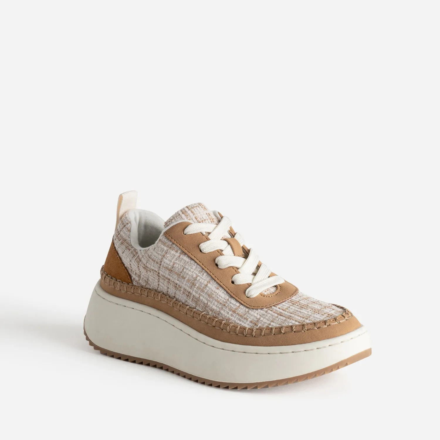 Eram Baskets^Tennis Dad shoes beige textile carreaux CAMEL