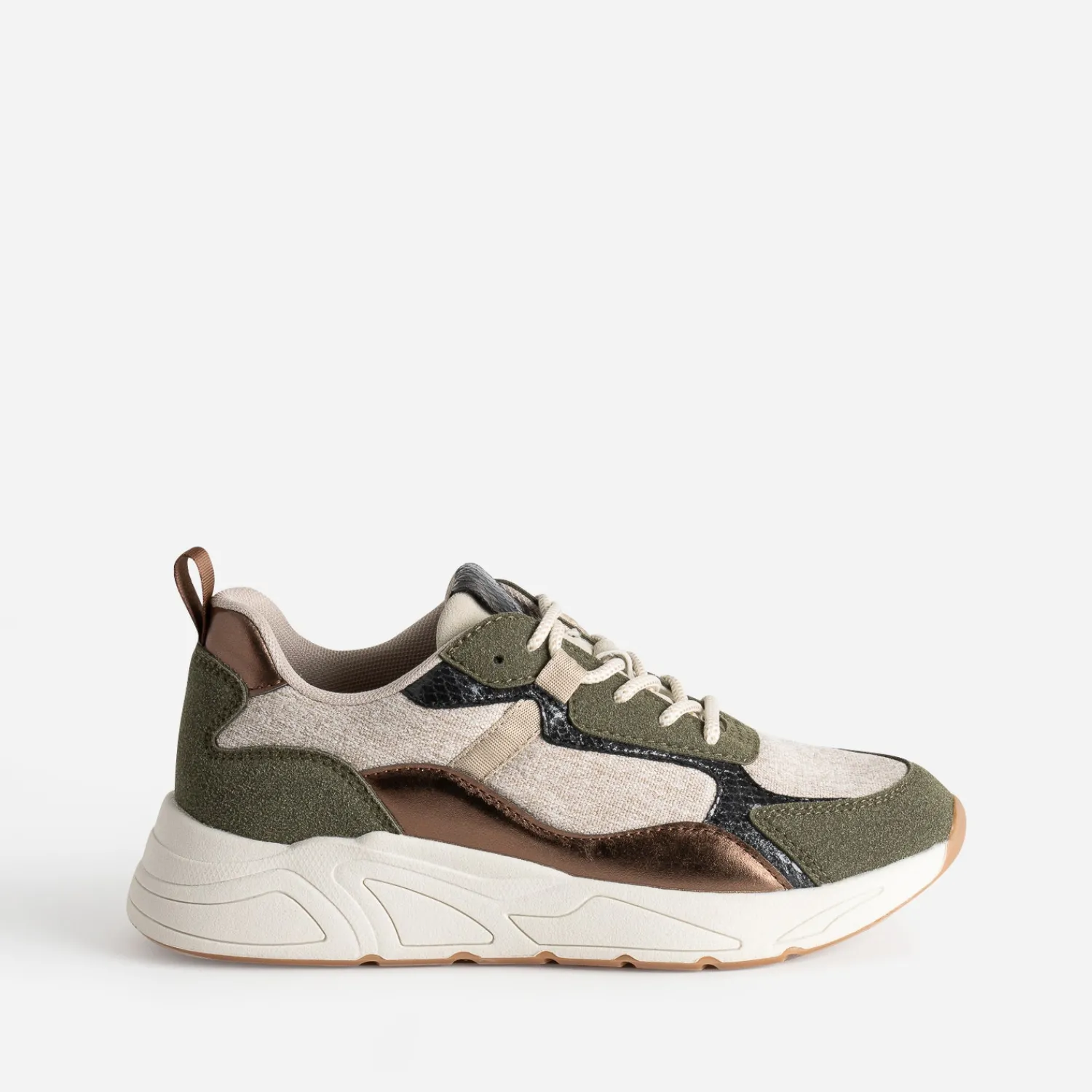 Eram Baskets^Tennis Dad shoes multi-matières KAKI