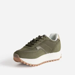 Eram Baskets^Tennis Dad shoes semelle crantée KAKI