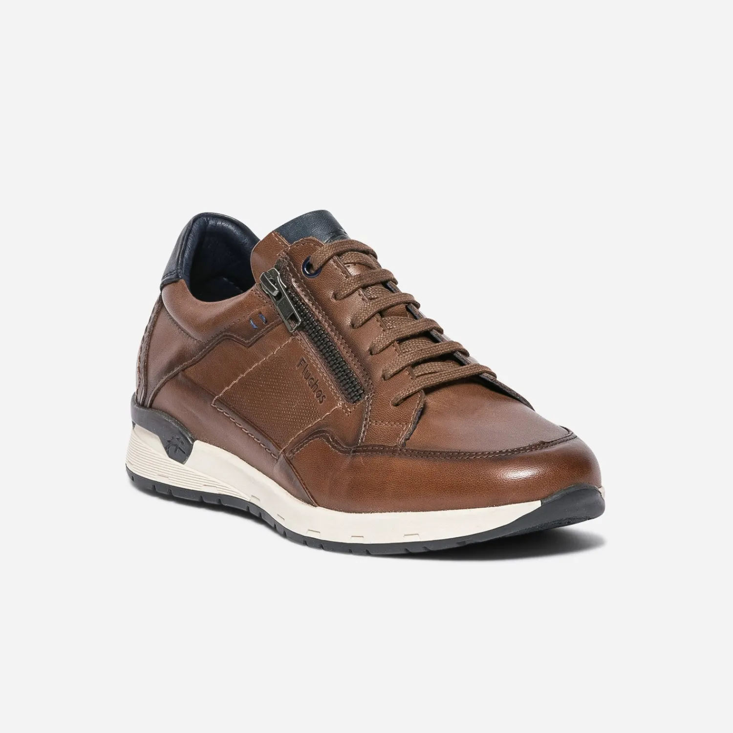 Fluchos Baskets/Tennis^Tennis marron en cuir avec zip COGNAC