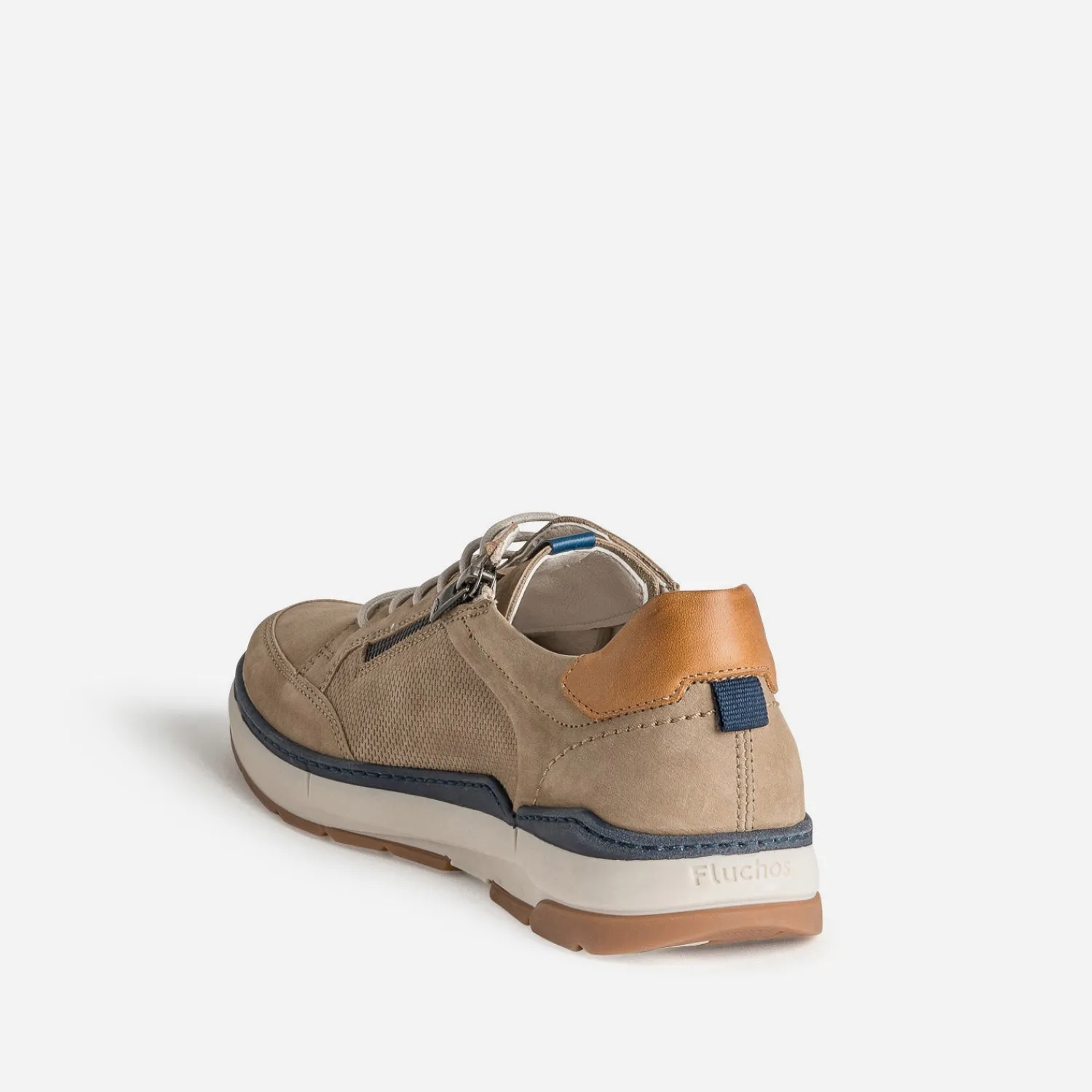 Fluchos Chaussures De Ville^Tennis cuir détails marine TAUPE