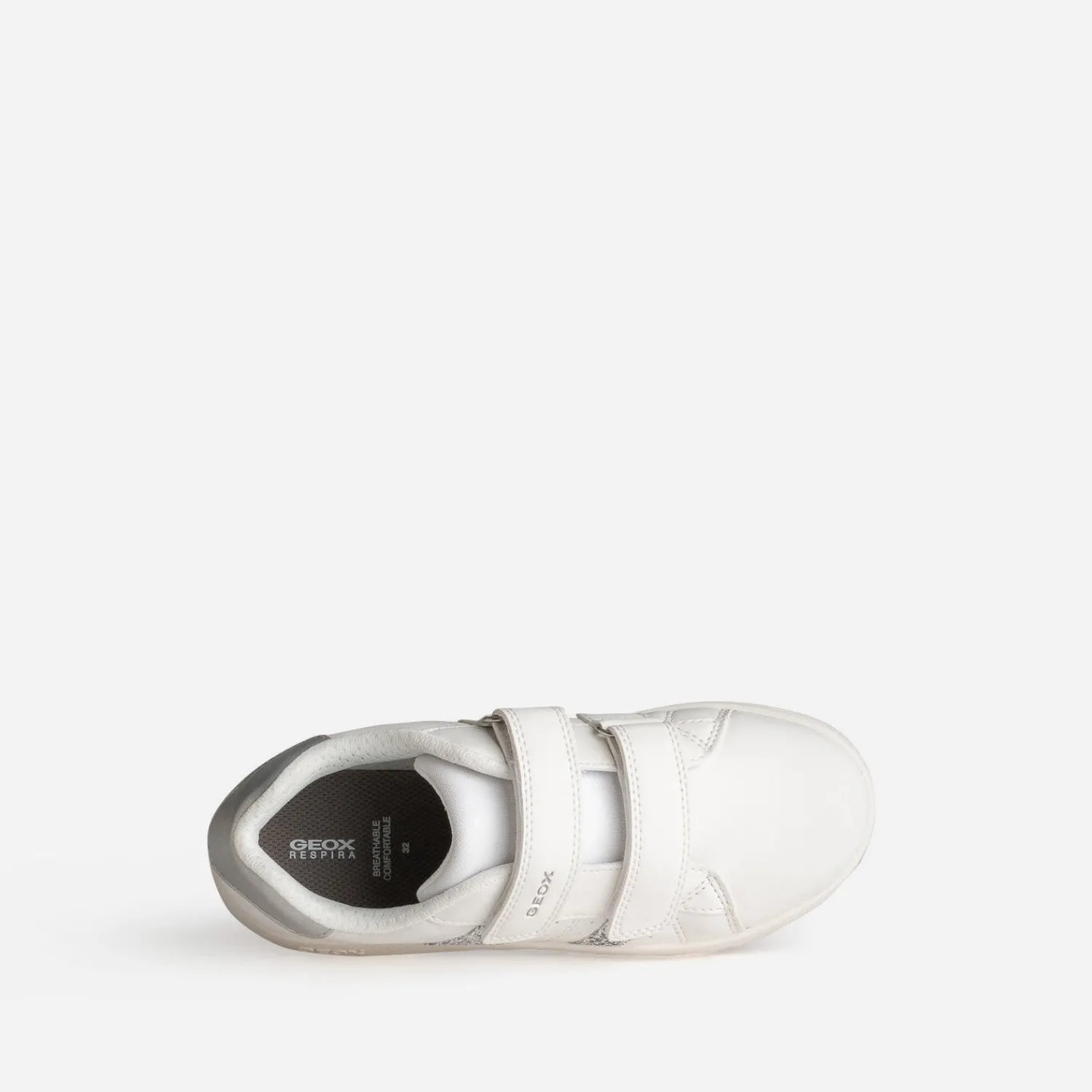 GEOX Baskets^Tennis he détails gris argenté BLANC