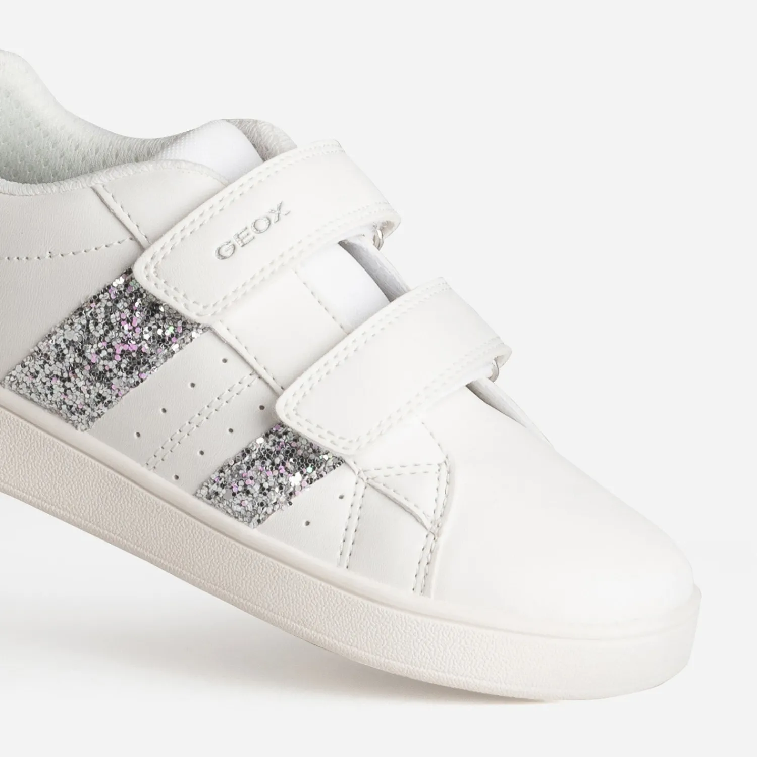GEOX Baskets^Tennis he détails gris argenté BLANC