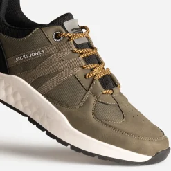 Jack & Jones Baskets/Tennis^Tennis JACK&JONES bi-matière KAKI