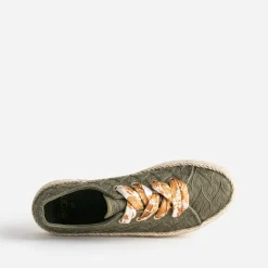 Eram Baskets^Tennis kaki en toile brodée dentelle éco-conçue VERT