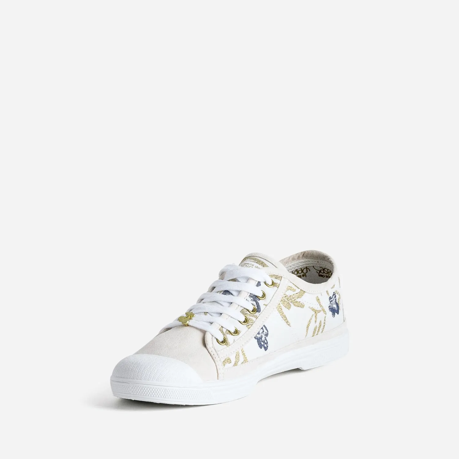 Le Temps des Cerises Baskets^Tennis beige broderies or MULTICOLORE