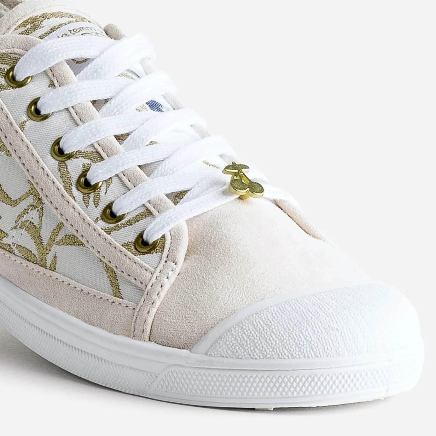 Le Temps des Cerises Baskets^Tennis beige broderies or MULTICOLORE