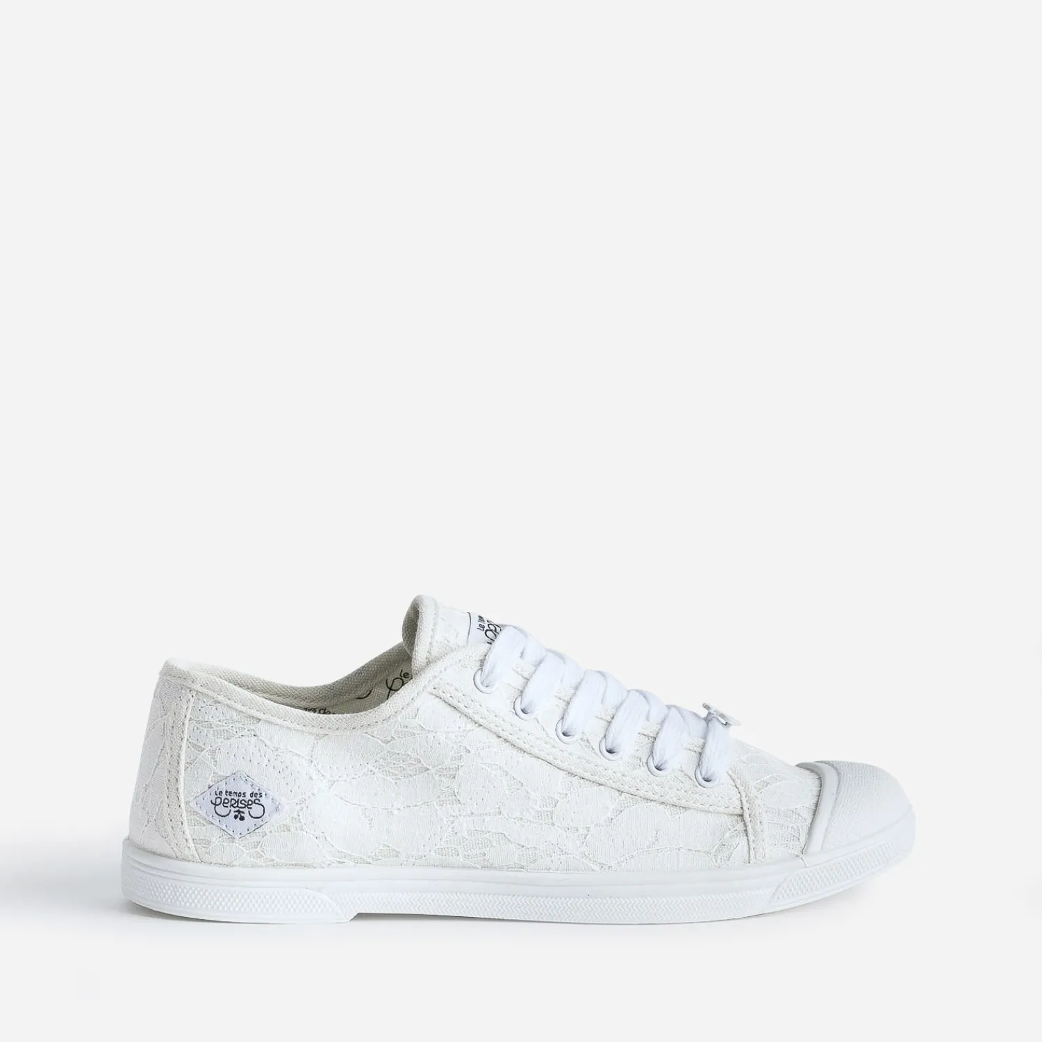 Le Temps des Cerises Baskets^Tennis he effet dentelle BLANC